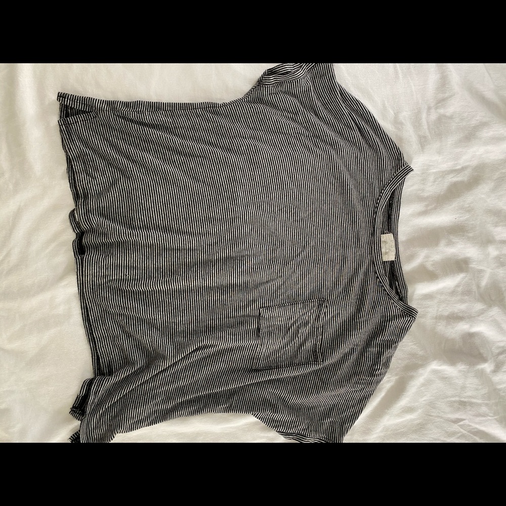Black and white stripped Project social tee